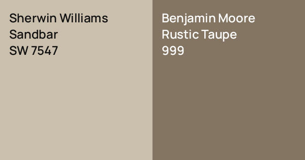 Sherwin Williams Sandbar vs. Benjamin Moore Rustic Taupe comparison