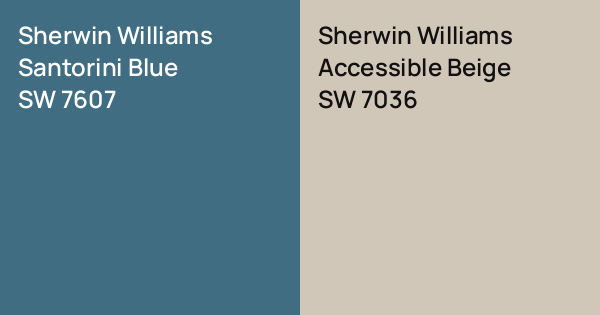 Sherwin Williams Santorini Blue vs. Sherwin Williams Accessible Beige ...