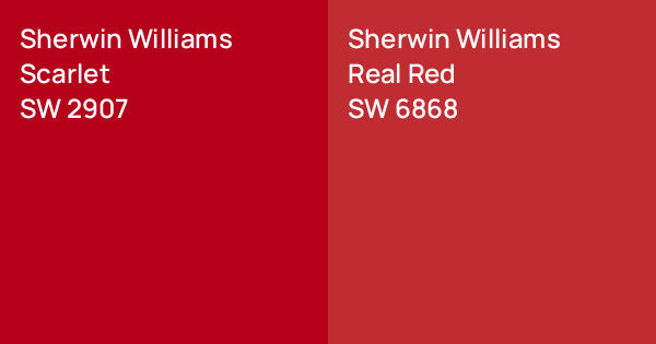 Scarlet Red Color Example Sherwin Williams Scarlet vs. Sherwin Williams Real Red comparison