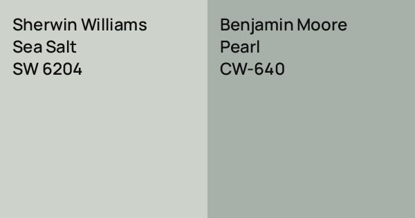 Sherwin Williams Sea Salt vs. Benjamin Moore Pearl comparison