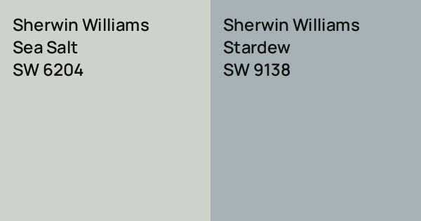 Sherwin Williams Sea Salt vs. Sherwin Williams Stardew comparison