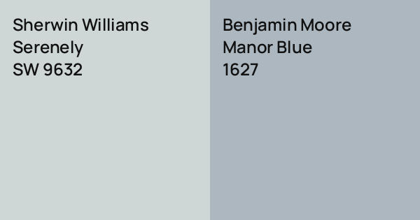Sherwin Williams Serenely vs. Benjamin Moore Manor Blue comparison
