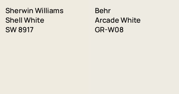 Sherwin Williams Shell White vs. Behr Arcade White comparison