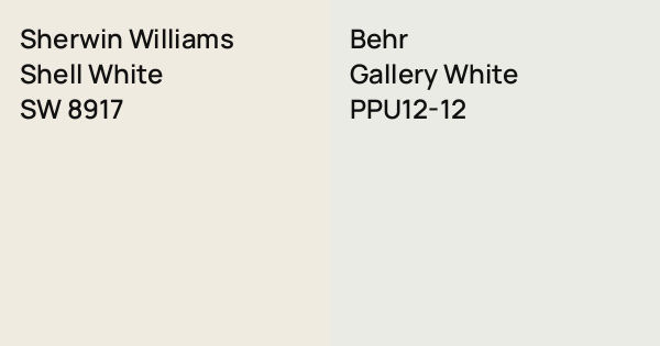 Sherwin Williams Shell White vs. Behr Gallery White comparison