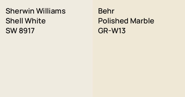 Sherwin Williams Shell White vs. Behr Polished Marble comparison
