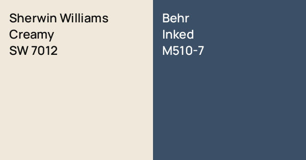Sherwin Williams Creamy vs. Behr Inked comparison