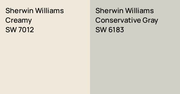 Sherwin Williams Creamy vs. Sherwin Williams Conservative Gray comparison