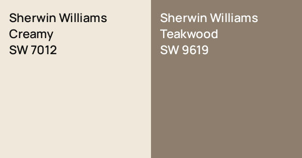 Sw9619 Sherwin Williams Creamy vs. Sherwin Williams Teakwood comparison