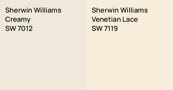 Laceh Color Sherwin Williams Creamy vs. Sherwin Williams Venetian Lace comparison