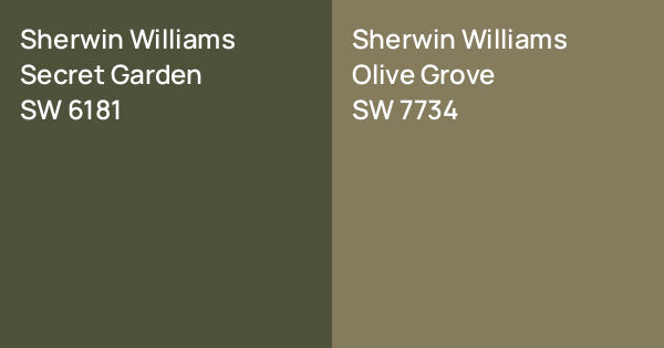 Sherwin Williams Secret Garden vs. Sherwin Williams Olive Grove comparison