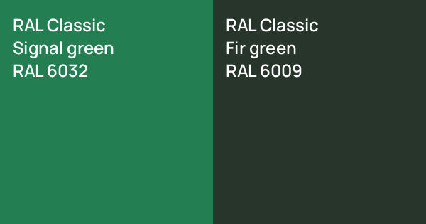 RAL Classic Signal green vs. RAL Classic Fir green comparison