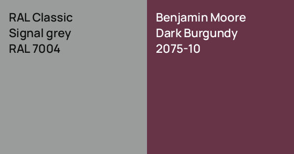 RAL Classic Signal grey vs. Benjamin Moore Dark Burgundy comparison