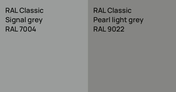 RAL Classic Signal grey vs. RAL Classic Pearl light grey comparison