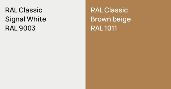 RAL Classic Signal White vs. RAL Classic Brown beige comparison