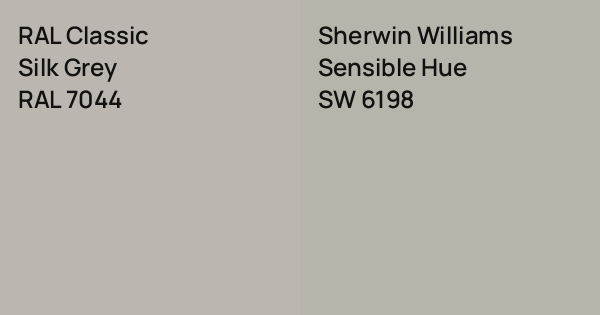 RAL Classic Silk Grey vs. Sherwin Williams Sensible Hue comparison