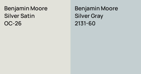 Benjamin Moore Silver Satin vs. Benjamin Moore Silver Gray comparison