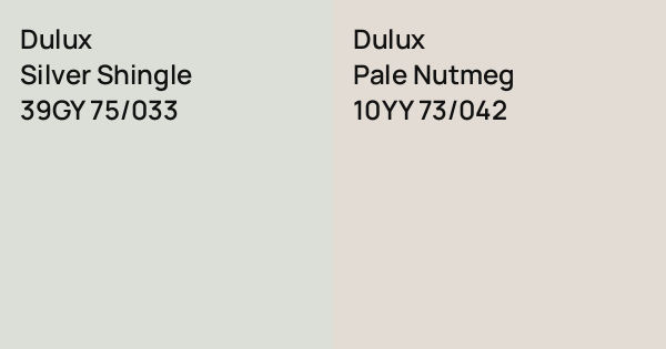 Shingles Pale Dulux Silver Shingle vs. Dulux Pale Nutmeg comparison