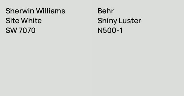 White Luster Color Sherwin Williams Site White vs. Behr Shiny Luster comparison