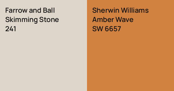 Farrow and Ball Skimming Stone vs. Sherwin Williams Amber Wave comparison