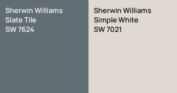 Sherwin Williams Slate Tile vs. Sherwin Williams Simple White comparison