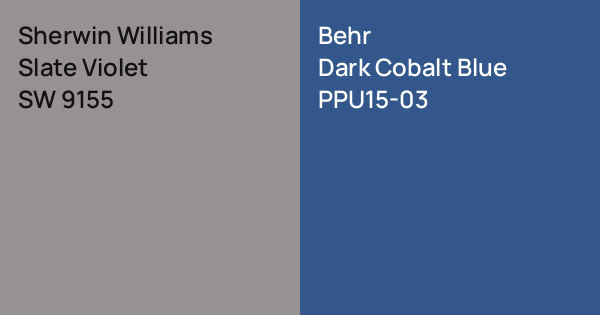 Sherwin Williams Slate Violet vs. Behr Dark Cobalt Blue comparison
