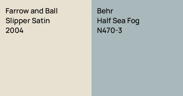 Farrow and Ball Slipper Satin vs. Behr Half Sea Fog comparison