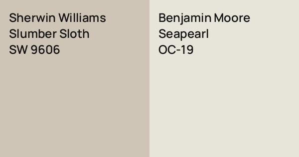 Sherwin Williams Slumber Sloth vs. Benjamin Moore Seapearl comparison