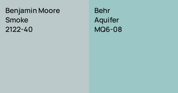 Benjamin Moore Smoke vs. Behr Aquifer comparison