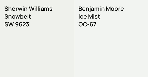 Sherwin Williams Snowbelt vs. Benjamin Moore Ice Mist comparison