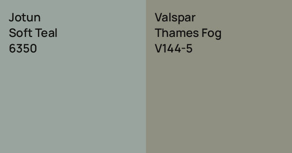 Jotun Soft Teal vs. Valspar Thames Fog comparison