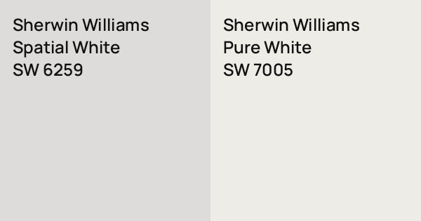 Sw6259 Sherwin Williams Spatial White vs. Sherwin Williams Pure White comparison