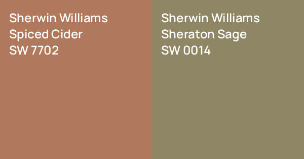 Sw0014 Sherwin Williams Spiced Cider vs. Sherwin Williams Sheraton Sage comparison