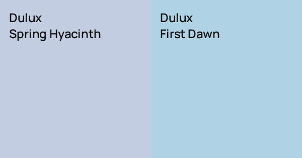 Spring Dawn Color Dulux Spring Hyacinth vs. Dulux First Dawn comparison