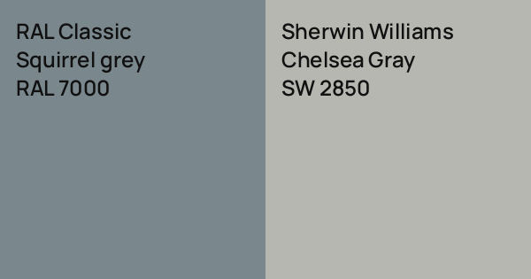 RAL Classic Squirrel grey vs. Sherwin Williams Chelsea Gray comparison