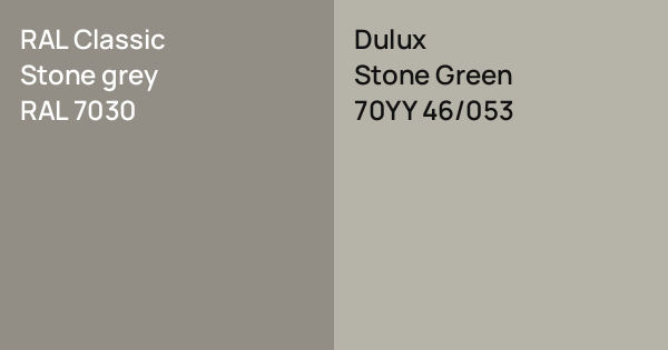RAL Classic Stone grey vs. Dulux Stone Green comparison