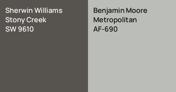 Sw 9610 Sherwin Williams Stony Creek vs. Benjamin Moore Metropolitan comparison