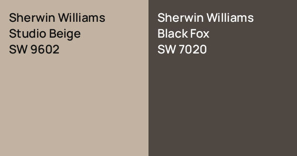 Sherwin Williams Studio Beige vs. Sherwin Williams Black Fox comparison