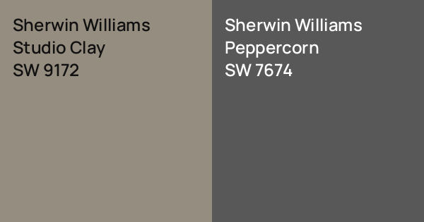 Sherwin Williams Studio Clay vs. Sherwin Williams Peppercorn comparison