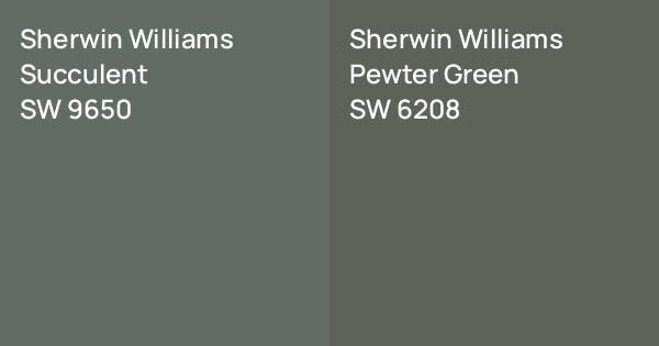 Sherwin Williams Succulent vs. Sherwin Williams Pewter Green comparison