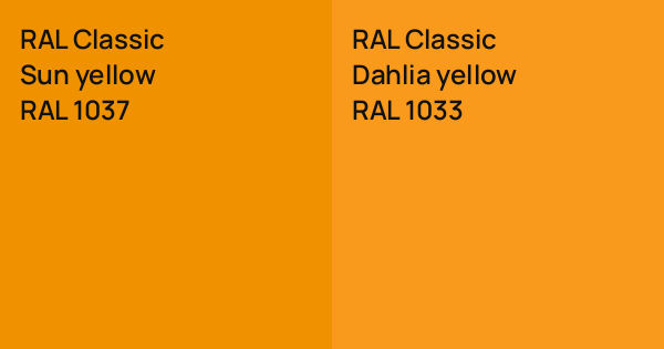 RAL Classic Sun yellow vs. RAL Classic Dahlia yellow comparison