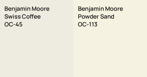 Benjamin Moore Swiss Coffee vs. Benjamin Moore Powder Sand comparison