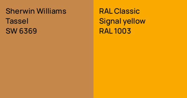 Sherwin Williams Tassel vs. RAL Classic Signal yellow comparison