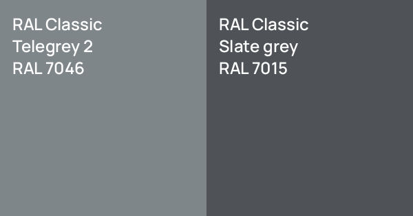RAL Classic Telegrey 2 vs. RAL Classic Slate grey comparison