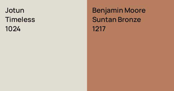 Jotun Timeless vs. Benjamin Moore Suntan Bronze comparison