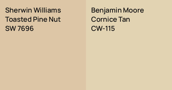 Sherwin Williams Toasted Pine Nut vs. Benjamin Moore Cornice Tan comparison