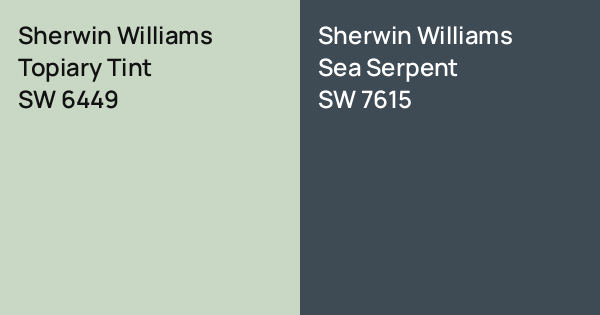 Sherwin Williams Topiary Tint vs. Sherwin Williams Sea Serpent comparison