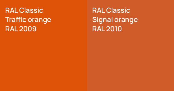 RAL Classic Traffic orange vs. RAL Classic Signal orange comparison