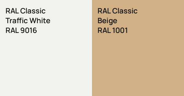 RAL Classic Traffic White vs. RAL Classic Beige comparison
