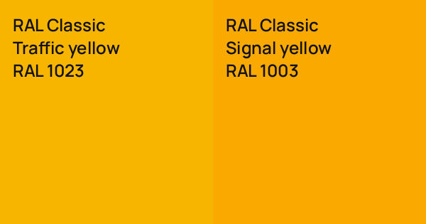 RAL Classic Traffic yellow vs. RAL Classic Signal yellow comparison