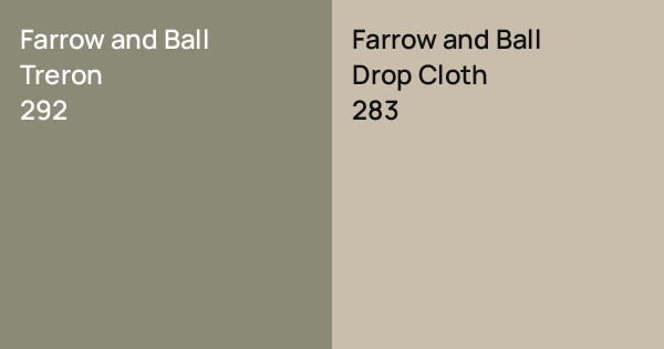 Treron Farrow and Ball Treron vs. Farrow and Ball Drop Cloth comparison